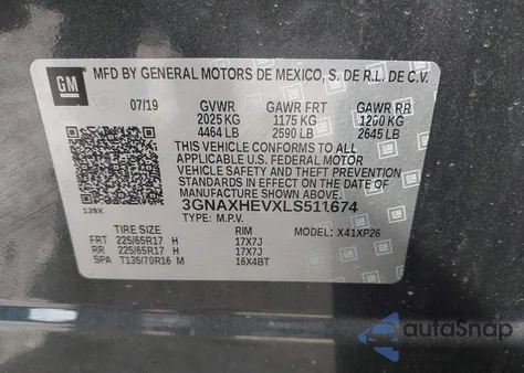2020 Chevrolet Equinox Fwd Ls z USA, uszkodzony, nr VIN 3GNAXHEVXLS511674